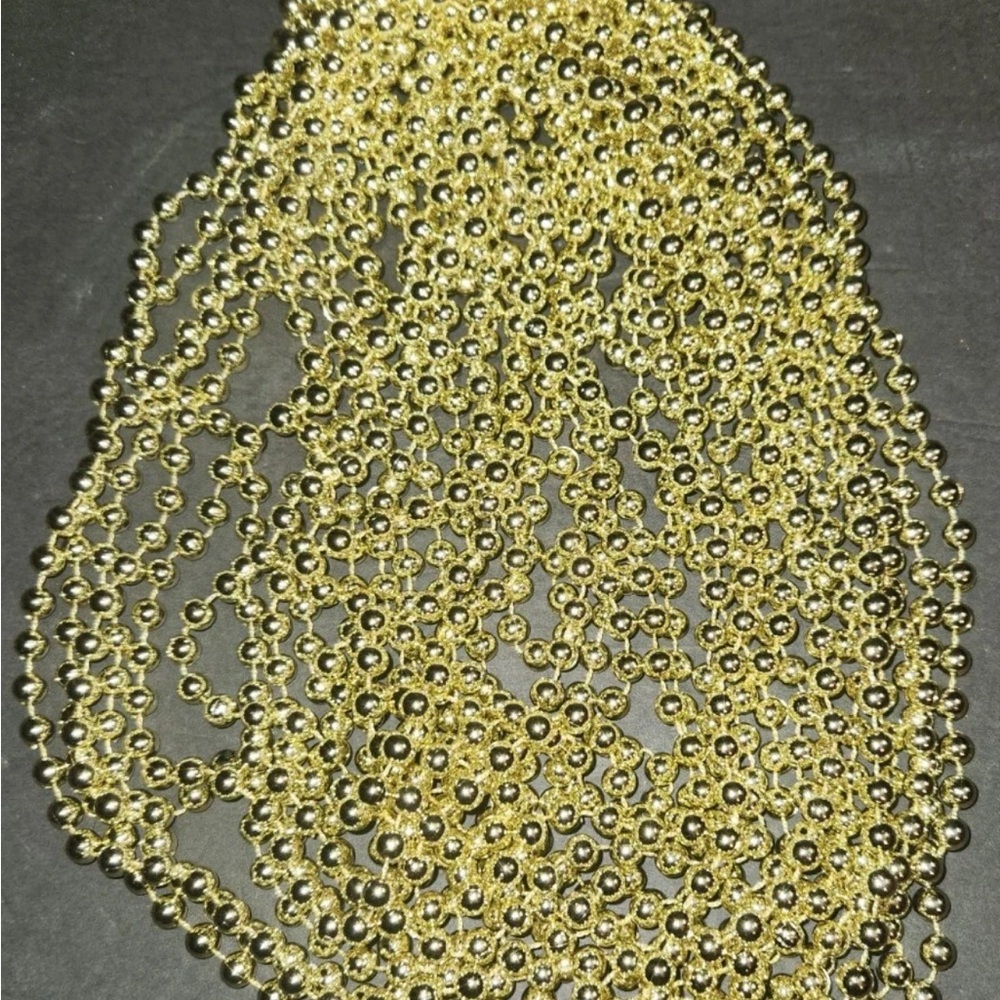 Garland Gold Plastic Beads 1 Strand 45 Feet Christmas Tree Decoration